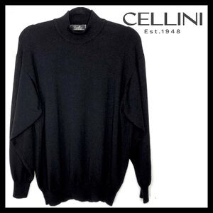 Cellini Mock Neck Luxury Jet Black Cashmere Sweater Size 52/XL in NEW CONDITION